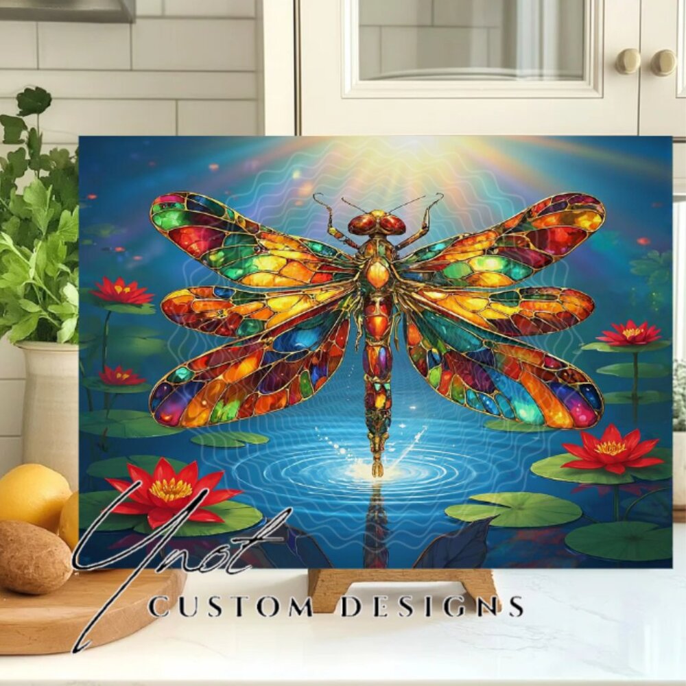 Dragonfly 11 x 7.86 Glass Cutting Board